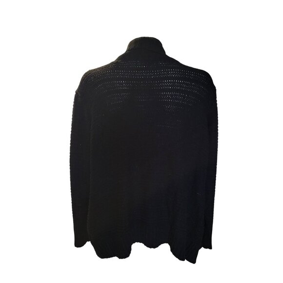 JASON MAXWELL Open Front Black Cardigan Sweater Lightweight Knit Long Sleeve - Picture 5 of 8